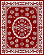 Crimson White Floral Medallion Border Rug