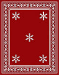 Red White Snowflake Border Rug
