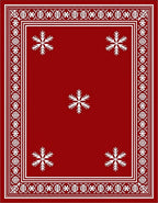 Red White Snowflake Border Rug