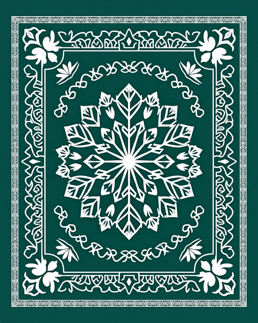 Emerald Green Snowflake Medallion Rug