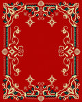 Crimson Floral Border With Emerald Accents Rug