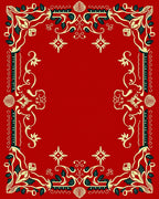 Crimson Floral Border With Emerald Accents Rug