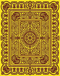 Ornate Gold Maroon Medallion Border Rug