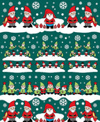 Whimsical Gnomes Christmas Snowflakes Holiday Rug