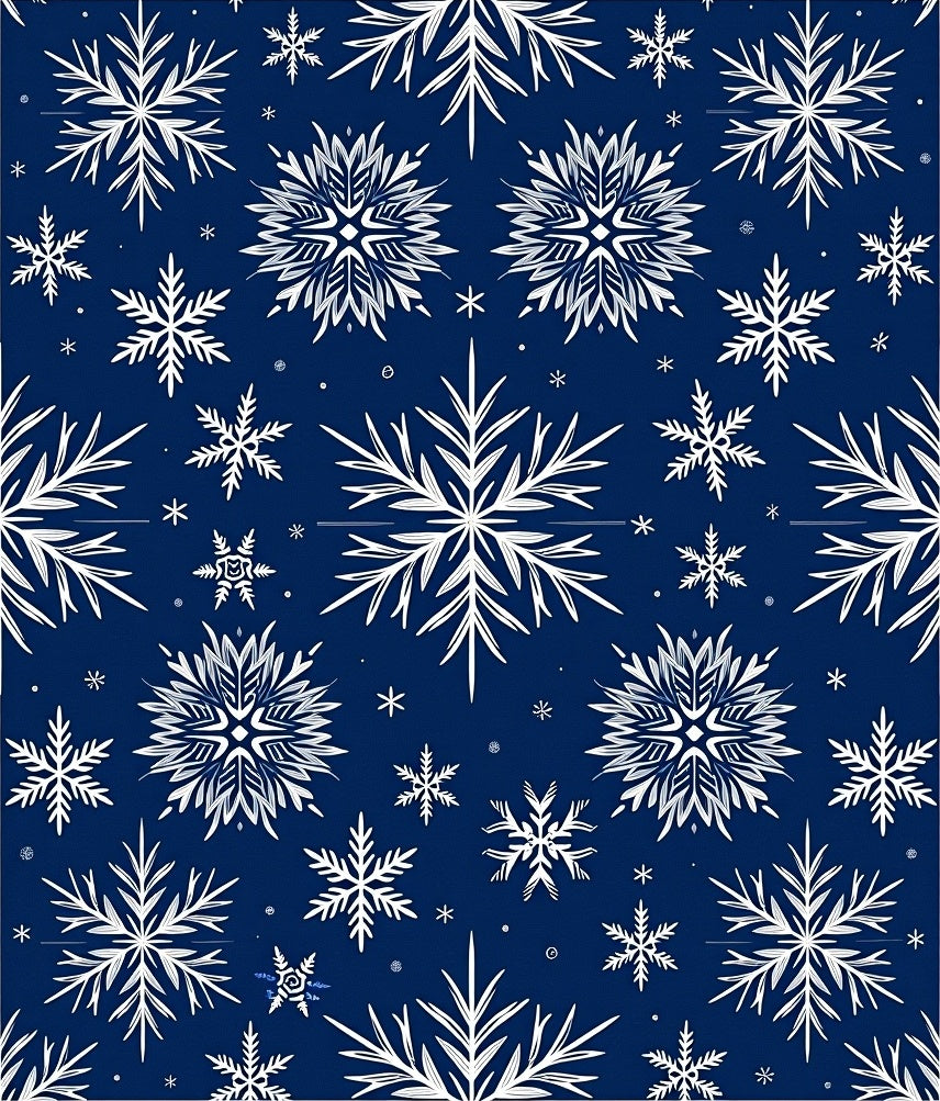 White Snowflakes on Dark Blue Background Rug