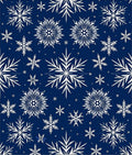 White Snowflakes on Dark Blue Background Rug