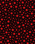 Red Star Scattered Black Background Rug