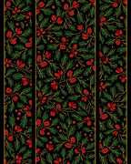 Crimson Floral Vine on Black Background Rug