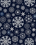 White Snowflake Scatter Navy Background Rug