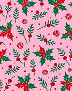 Pink Christmas Holly Berry Garland Rug