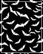 White Bats Scattered Black Night Rug