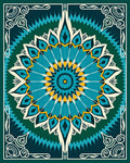 Teal And Yellow Floral Mandala Rug