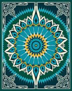 Teal And Yellow Floral Mandala Rug