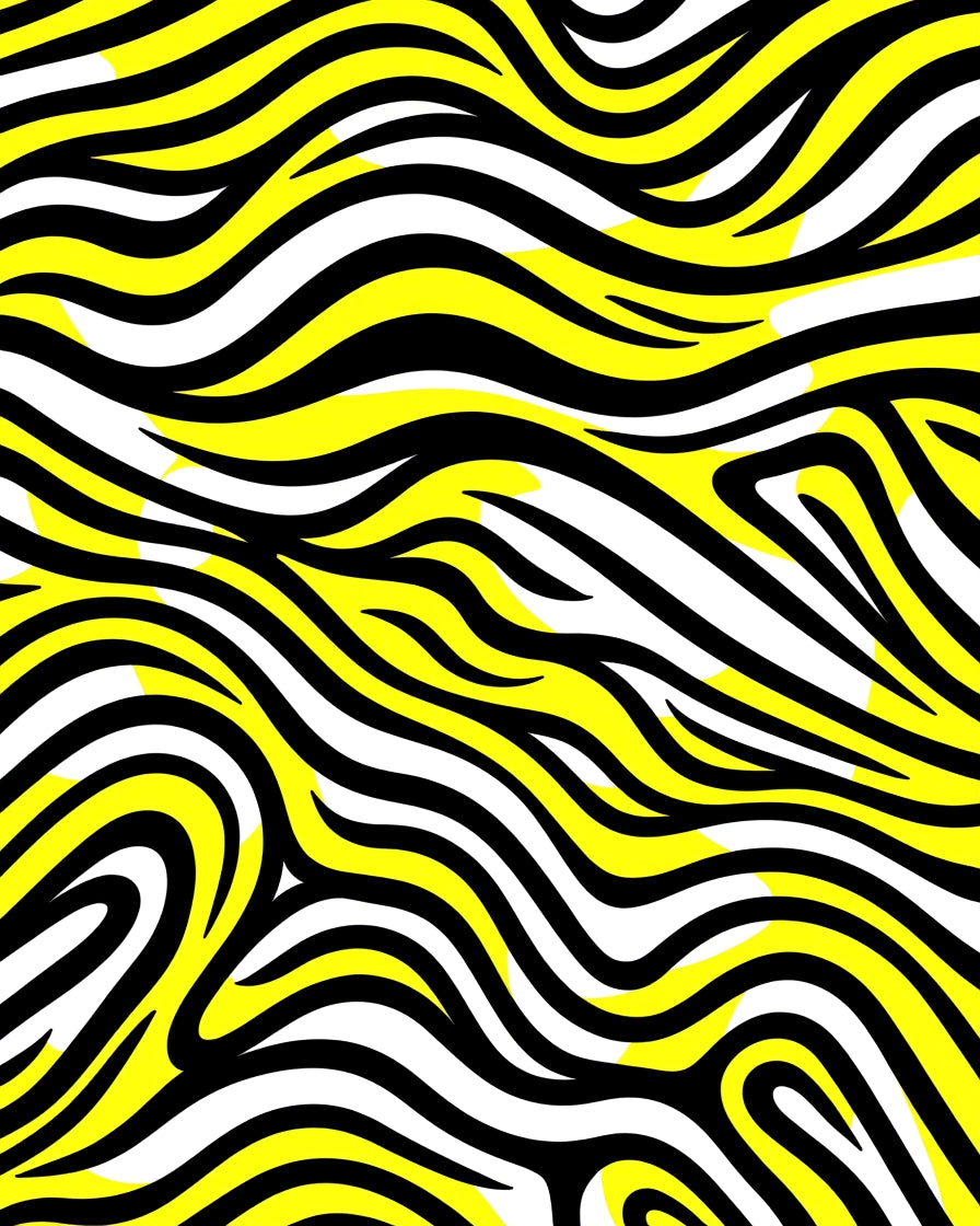 Bold Yellow Black White Stripe Wave Rug