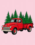 Vintage Red Truck Evergreen Forest Rug