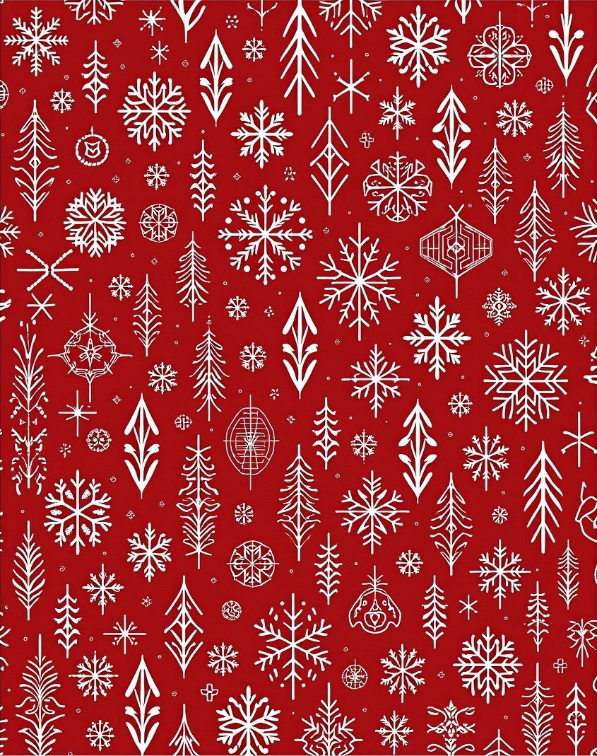 Festive Red White Snowflake Pine Forest Rug