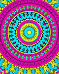 Vibrant Pink Yellow Blue Medallion Art Rug