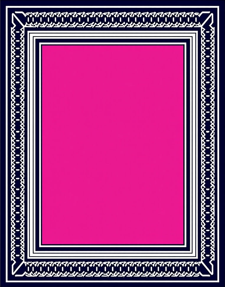 Bold Pink White Navy Geometric Frame Rug