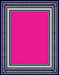 Bold Pink White Navy Geometric Frame Rug