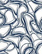 Deep Blue Swirl Fluidic Organic Rug