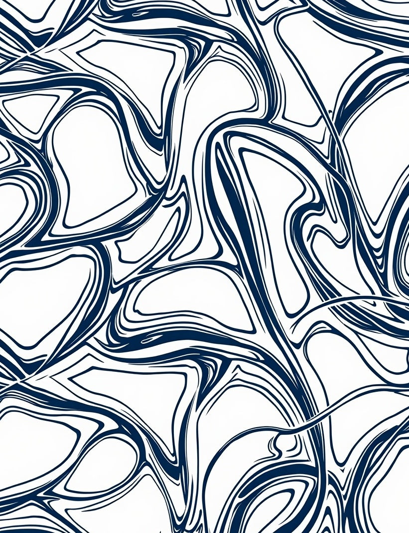 Deep Blue Swirl Fluidic Organic Rug