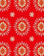 Red Mandala Flower Medallion Rug
