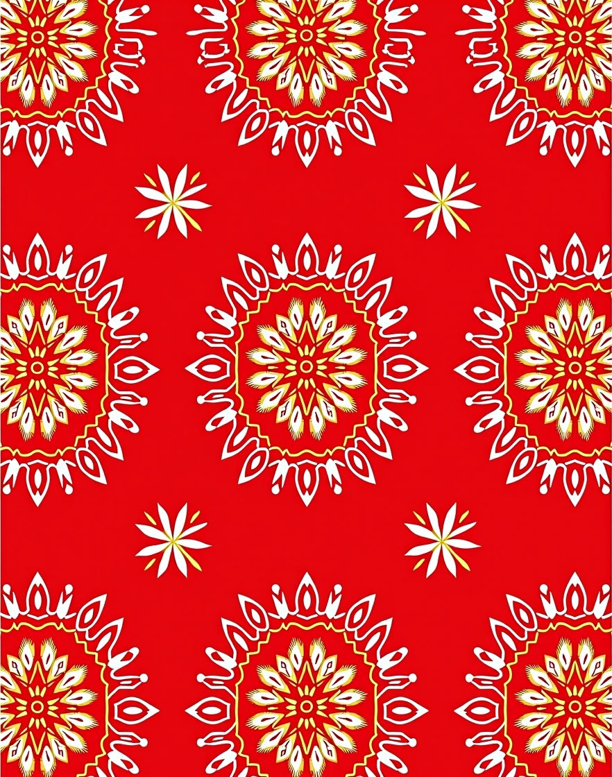 Red Mandala Flower Medallion Rug