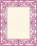 Hot Pink Ornate Scrollwork Frame Rug