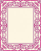 Hot Pink Ornate Scrollwork Frame Rug