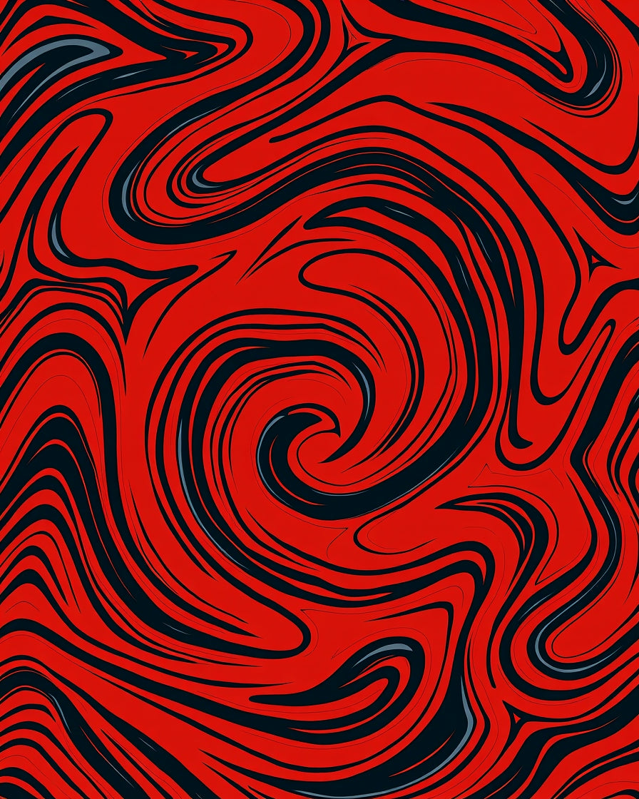 Bold Red Swirl Abstract Rug
