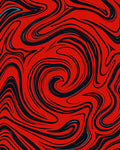 Bold Red Swirl Abstract Rug