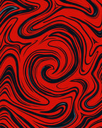 Bold Red Swirl Abstract Rug
