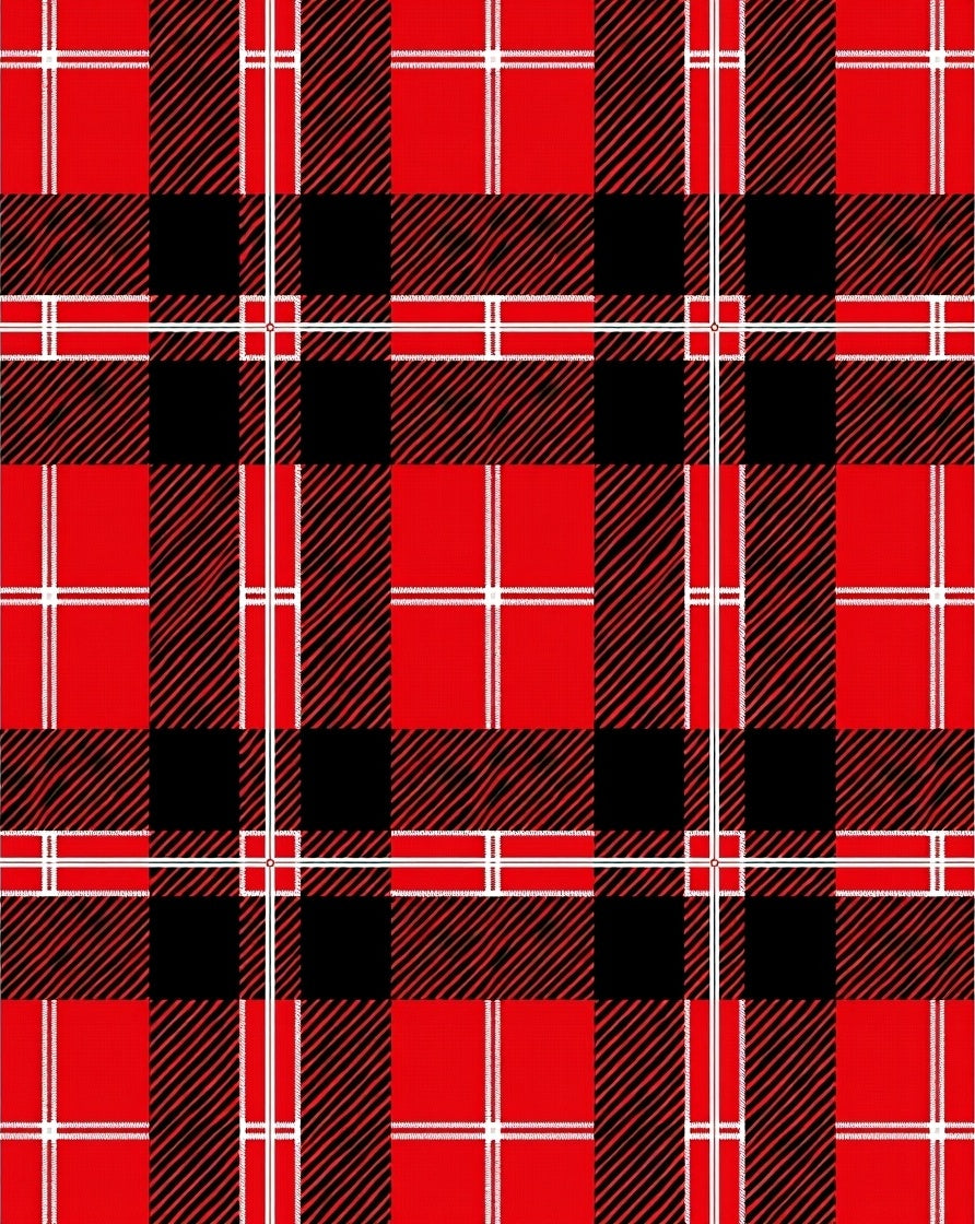 Classic Red Black Plaid Check Rug