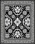 Classic Black White Floral Garden Rug