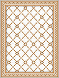 Tan Lattice Geometric Border Rug