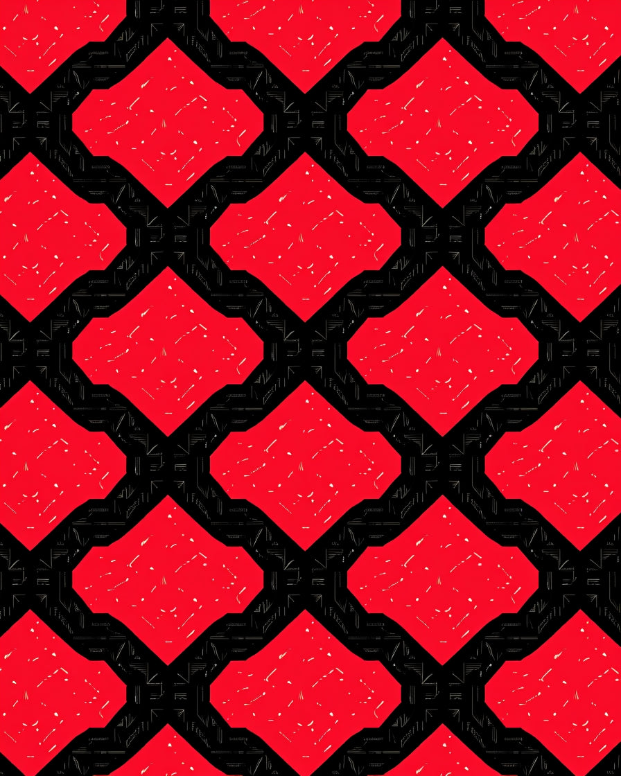 Bold Red Geometric Interlocking Shapes Rug