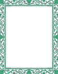 Emerald Green Floral Scroll Border Rug