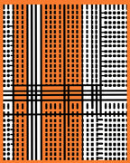 Orange Black White Plaid Grid Rug
