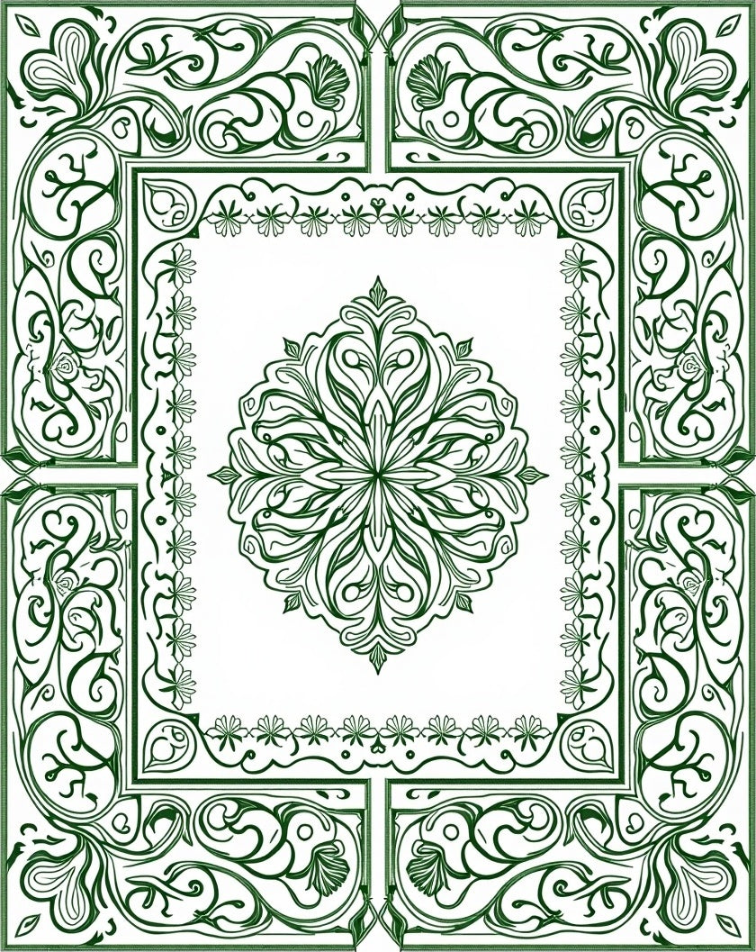 Emerald Green Floral Medallion Ornament Rug