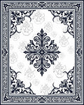 Black White Ornate Portrait Scroll Rug