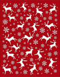 Bold Red White Reindeer Snowflakes Rug