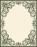 Ornate Dark Green Scrollwork Frame Rug