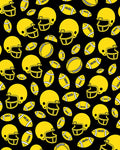 Yellow Football Helmets and Balls Rug