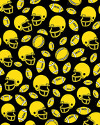 Yellow Football Helmets and Balls Rug