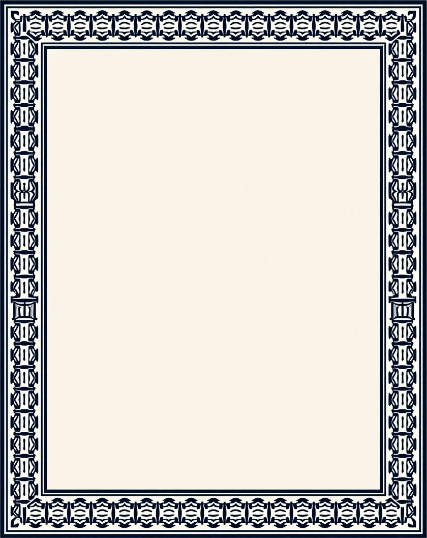 Classic Navy Geometric Border Rug