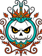 Mischievous Teal Pumpkin Crown Mandala Rug