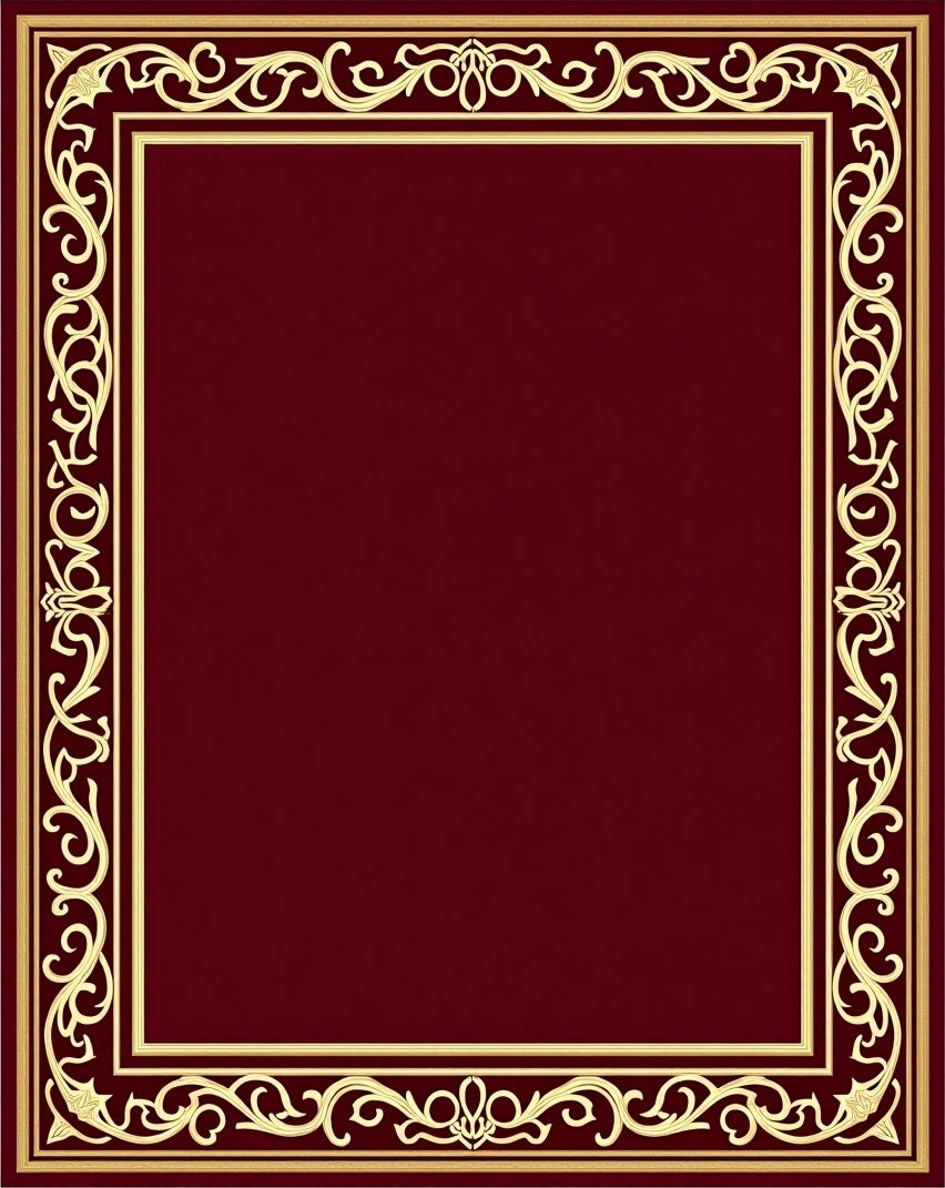 Rich Plum Floral Scroll Border Rug