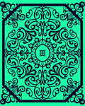 Emerald Green Black Scroll Medallion Rug