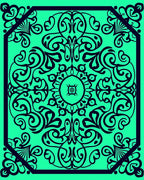 Emerald Green Black Scroll Medallion Rug