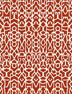 Terracotta White Abstract Geometric Symmetry Rug